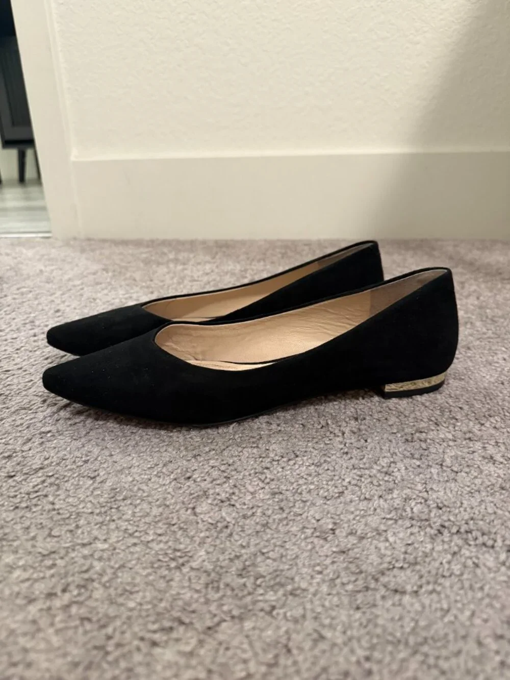 Marc Fisher Black Suede Pointed Toe Flats Women's Dress Shoes